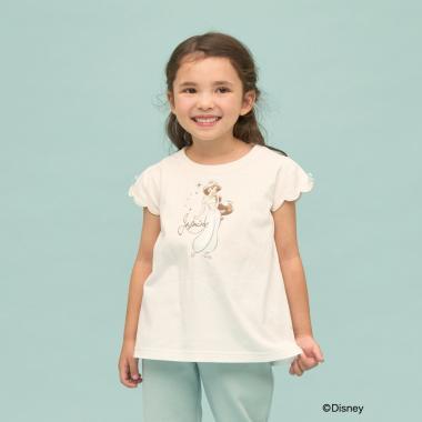 ディズニー（迪士尼） 速幹防曬不易變形 扇貝邊袖 轉印印花 T恤