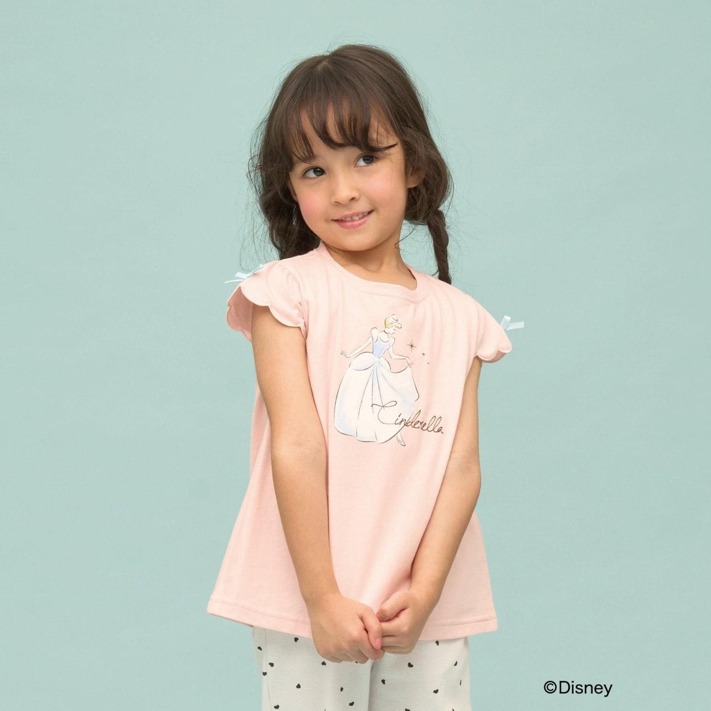 ディズニー（迪士尼） 速幹防曬不易變形 扇貝邊袖 轉印印花 T恤