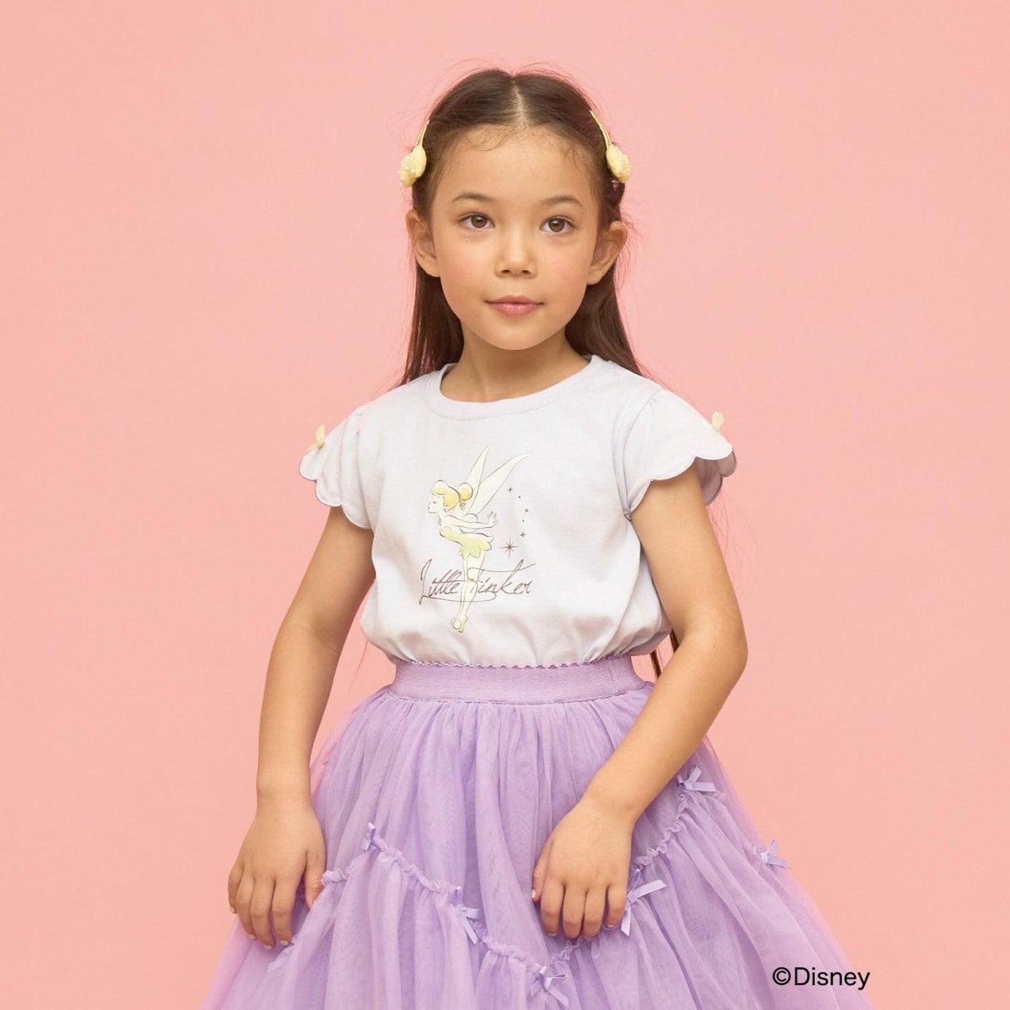 ディズニー（迪士尼） 速幹防曬不易變形 扇貝邊袖 轉印印花 T恤