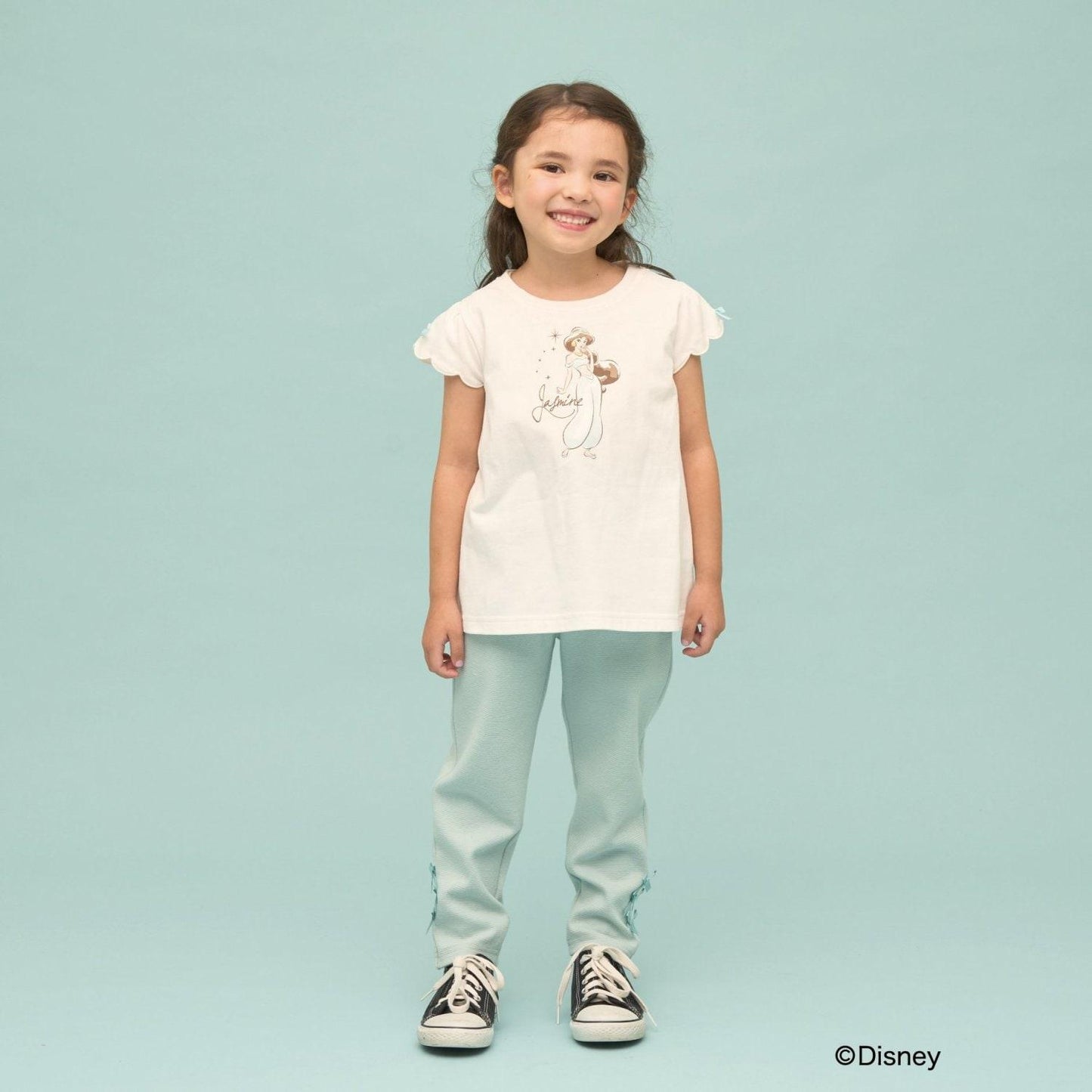 ディズニー（迪士尼） 速幹防曬不易變形 扇貝邊袖 轉印印花 T恤