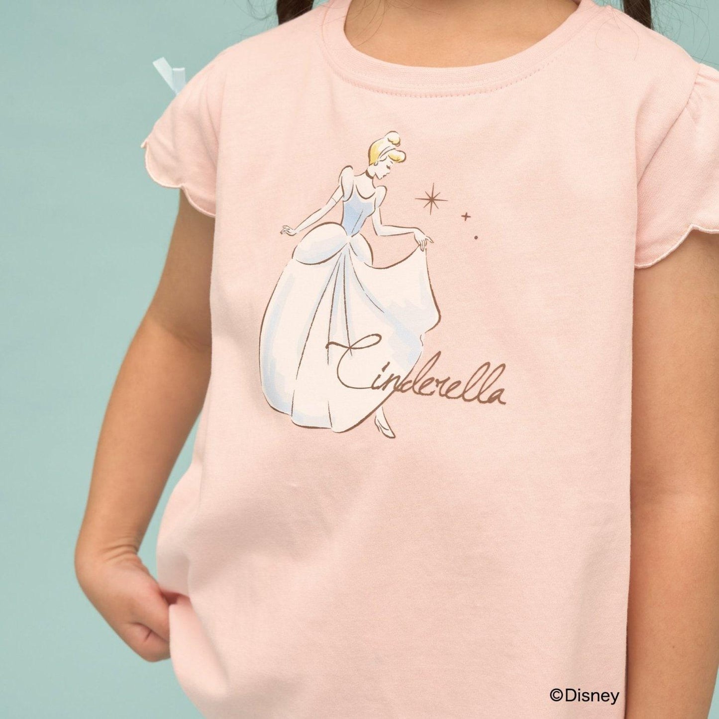 ディズニー（迪士尼） 速幹防曬不易變形 扇貝邊袖 轉印印花 T恤