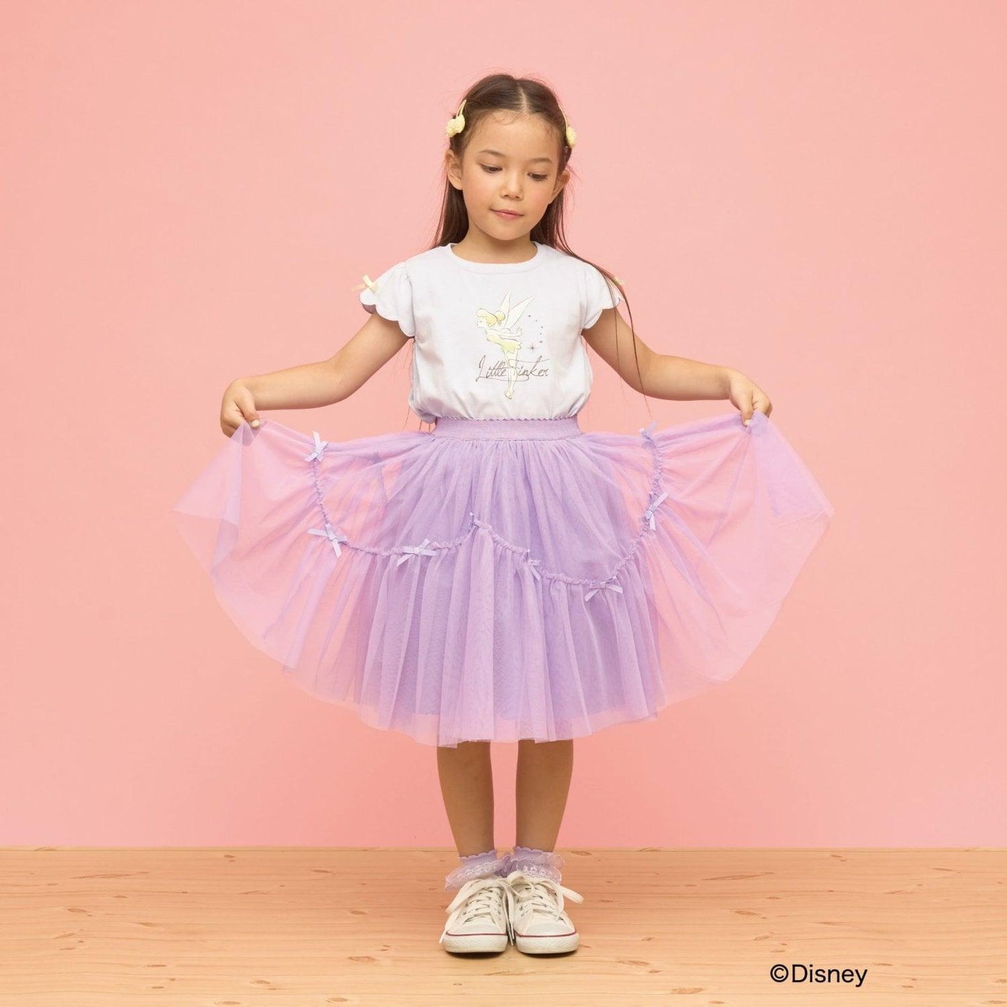 ディズニー（迪士尼） 速幹防曬不易變形 扇貝邊袖 轉印印花 T恤