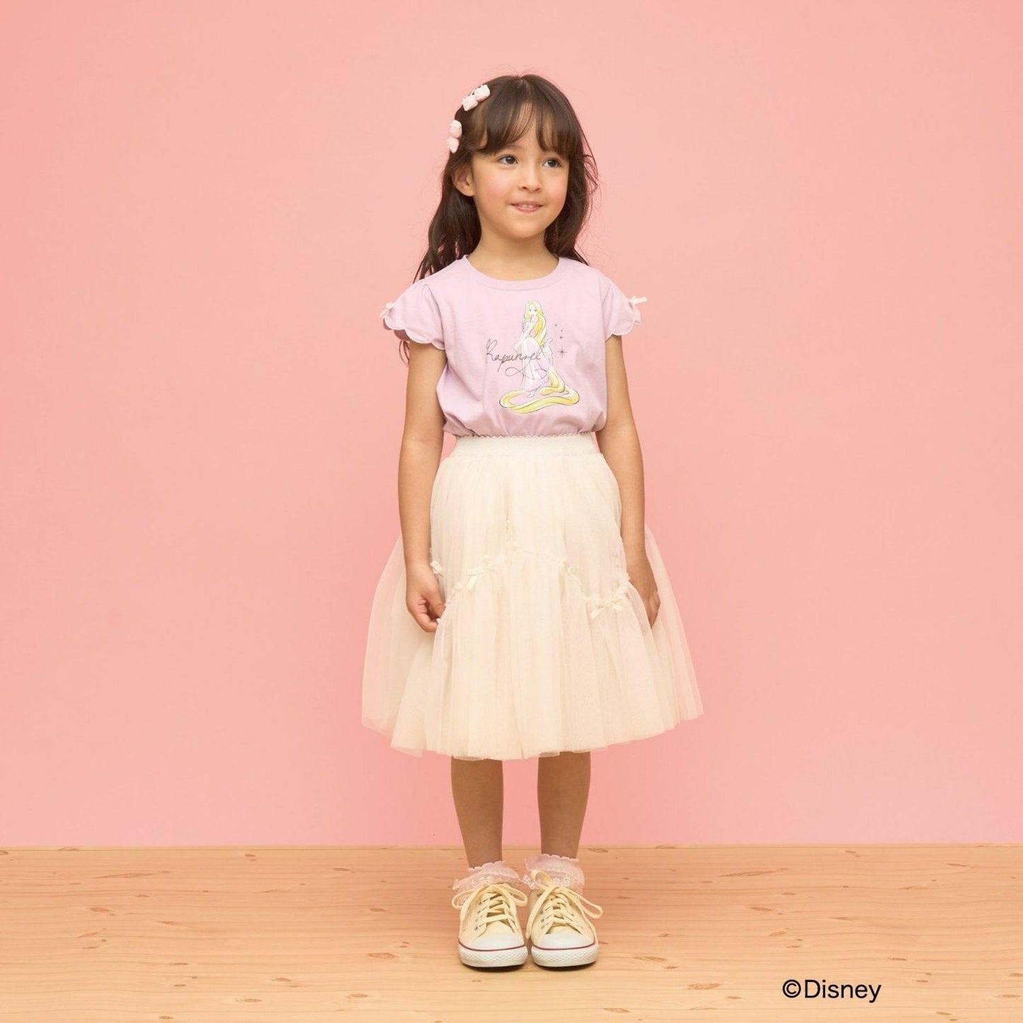 ディズニー（迪士尼） 速幹防曬不易變形 扇貝邊袖 轉印印花 T恤