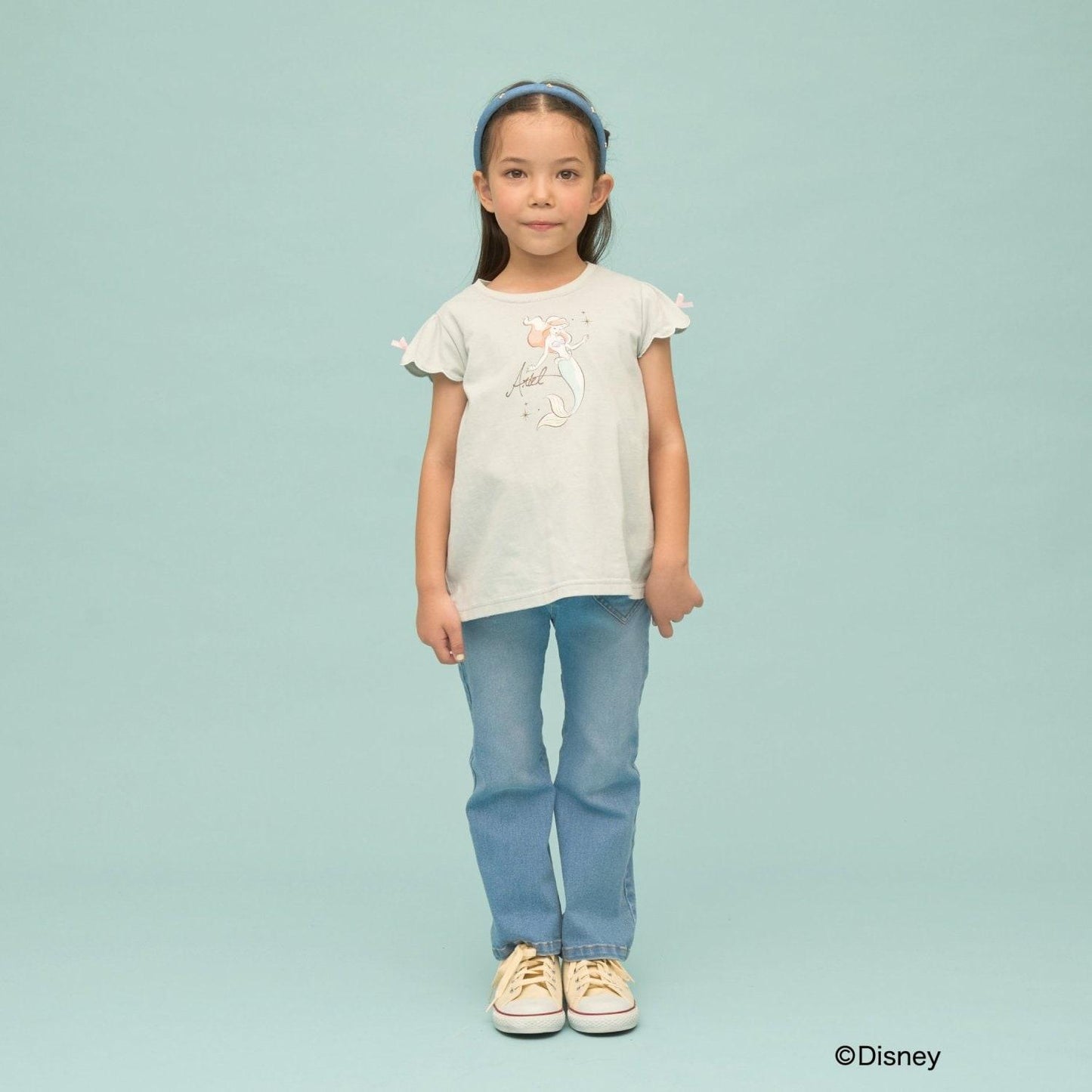 ディズニー（迪士尼） 速幹防曬不易變形 扇貝邊袖 轉印印花 T恤