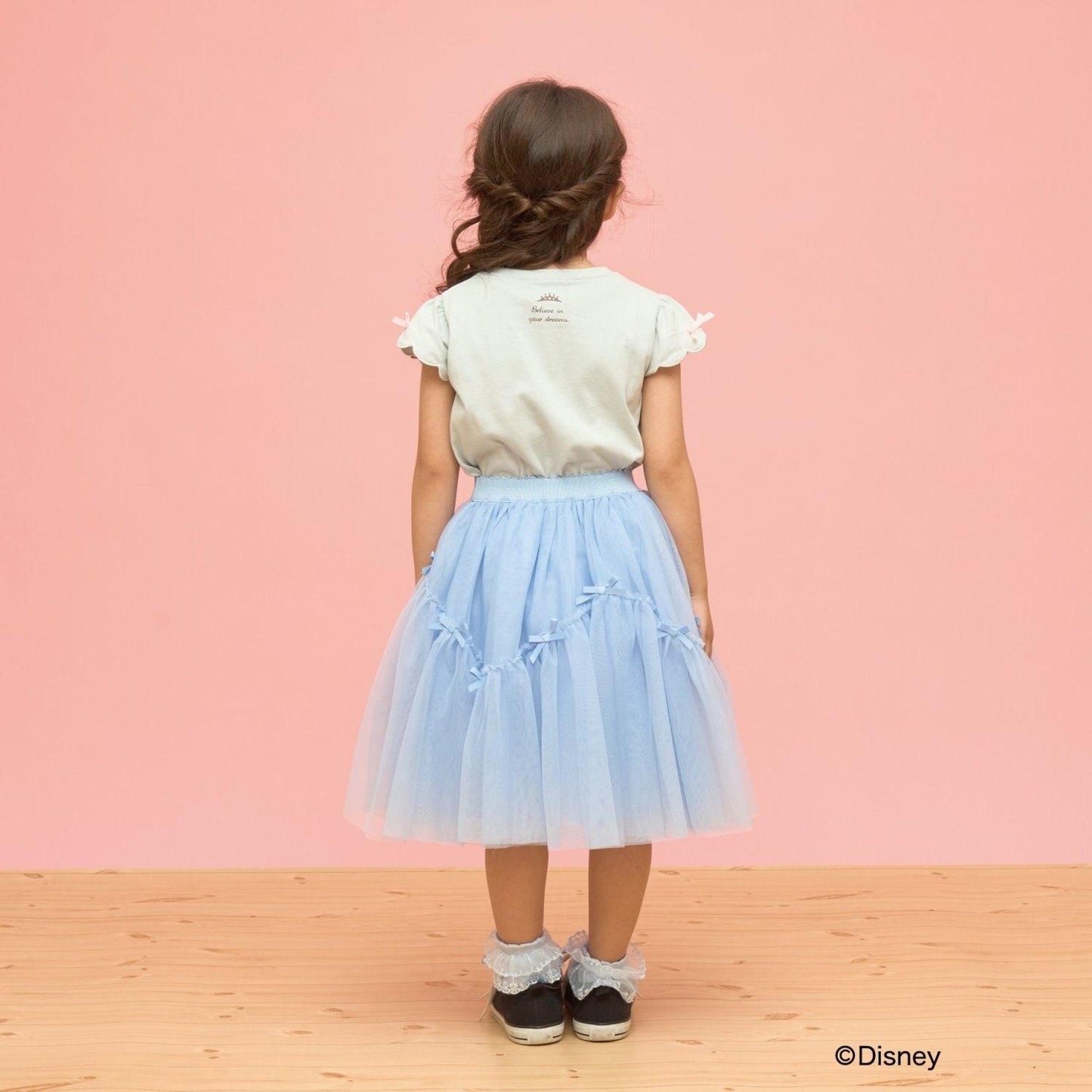 ディズニー（迪士尼） 速幹防曬不易變形 扇貝邊袖 轉印印花 T恤