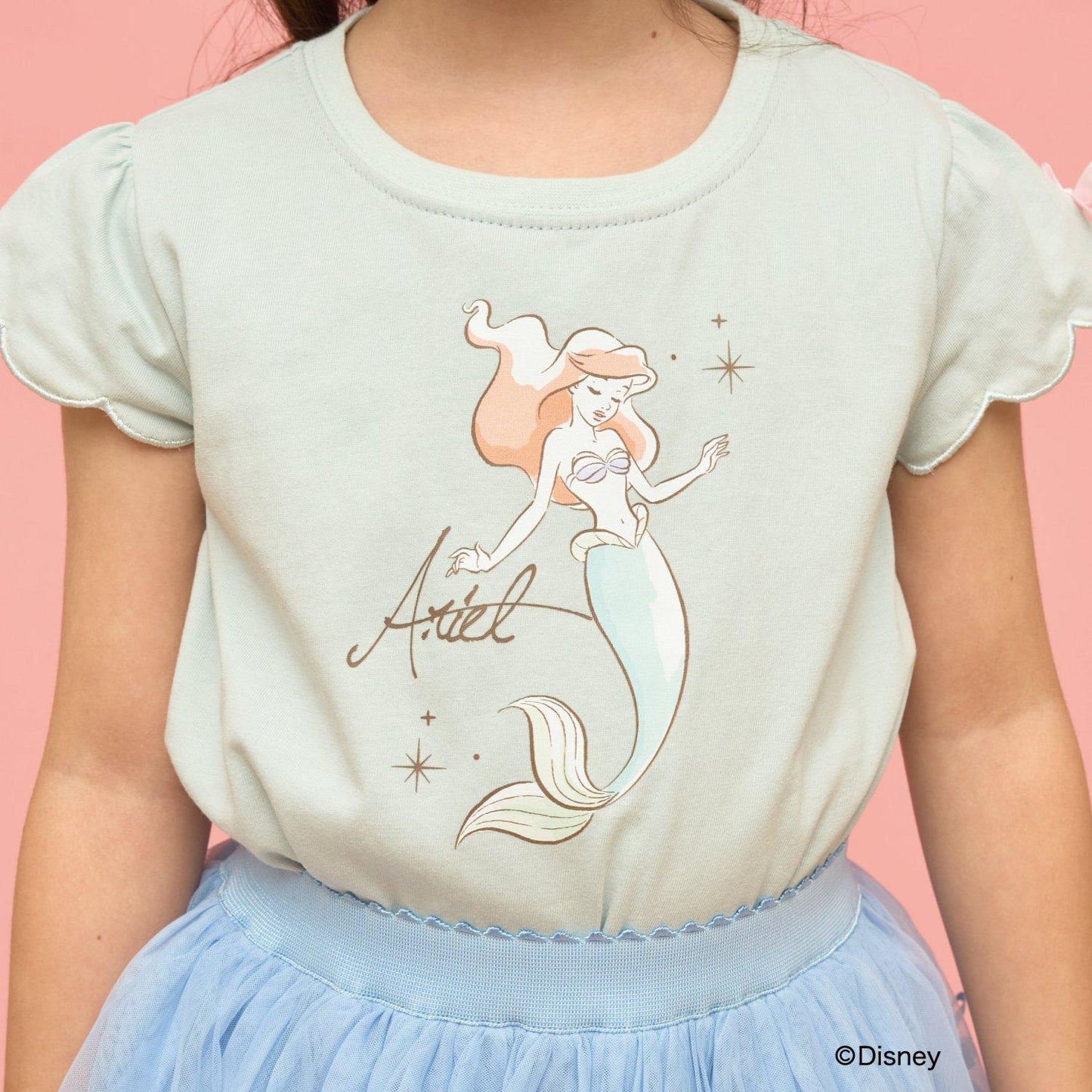 ディズニー（迪士尼） 速幹防曬不易變形 扇貝邊袖 轉印印花 T恤