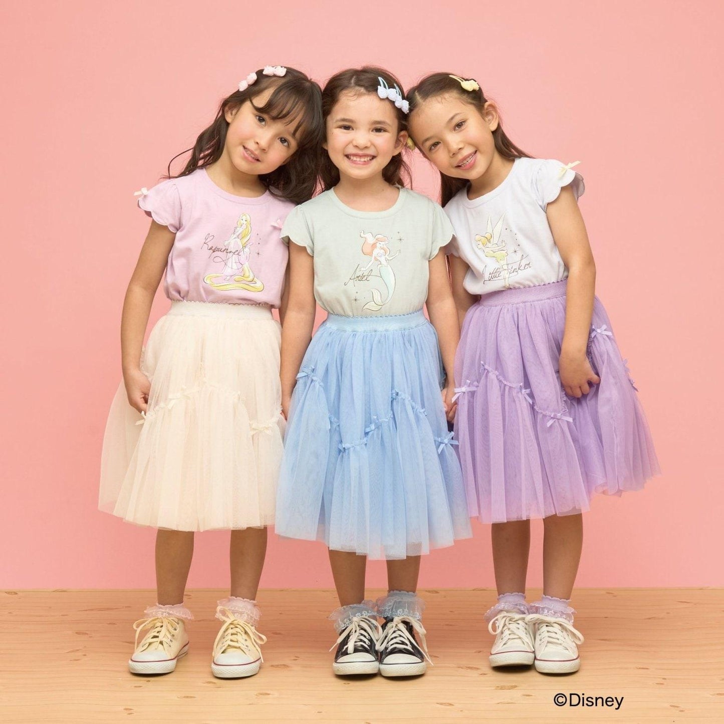 ディズニー（迪士尼） 速幹防曬不易變形 扇貝邊袖 轉印印花 T恤