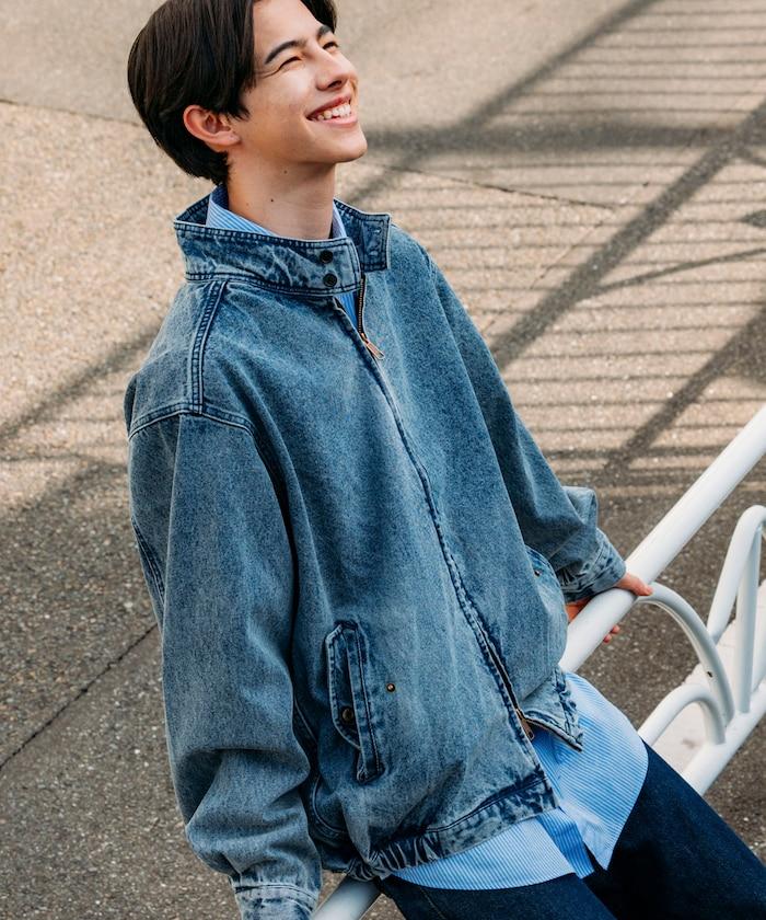 寬鬆版型 Harrington 牛仔夾克