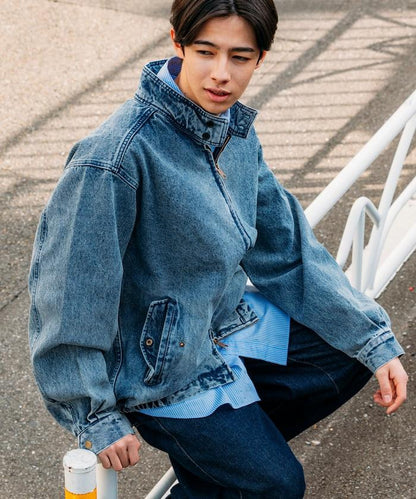 寬鬆版型 Harrington 牛仔夾克