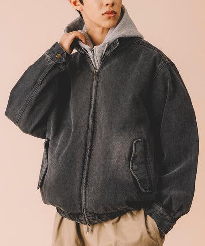 寬鬆版型 Harrington 牛仔夾克