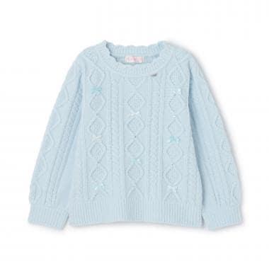 麻花蝴蝶結設計 毛絨針織 套頭衫