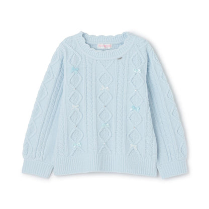 麻花蝴蝶結設計 毛絨針織 套頭衫