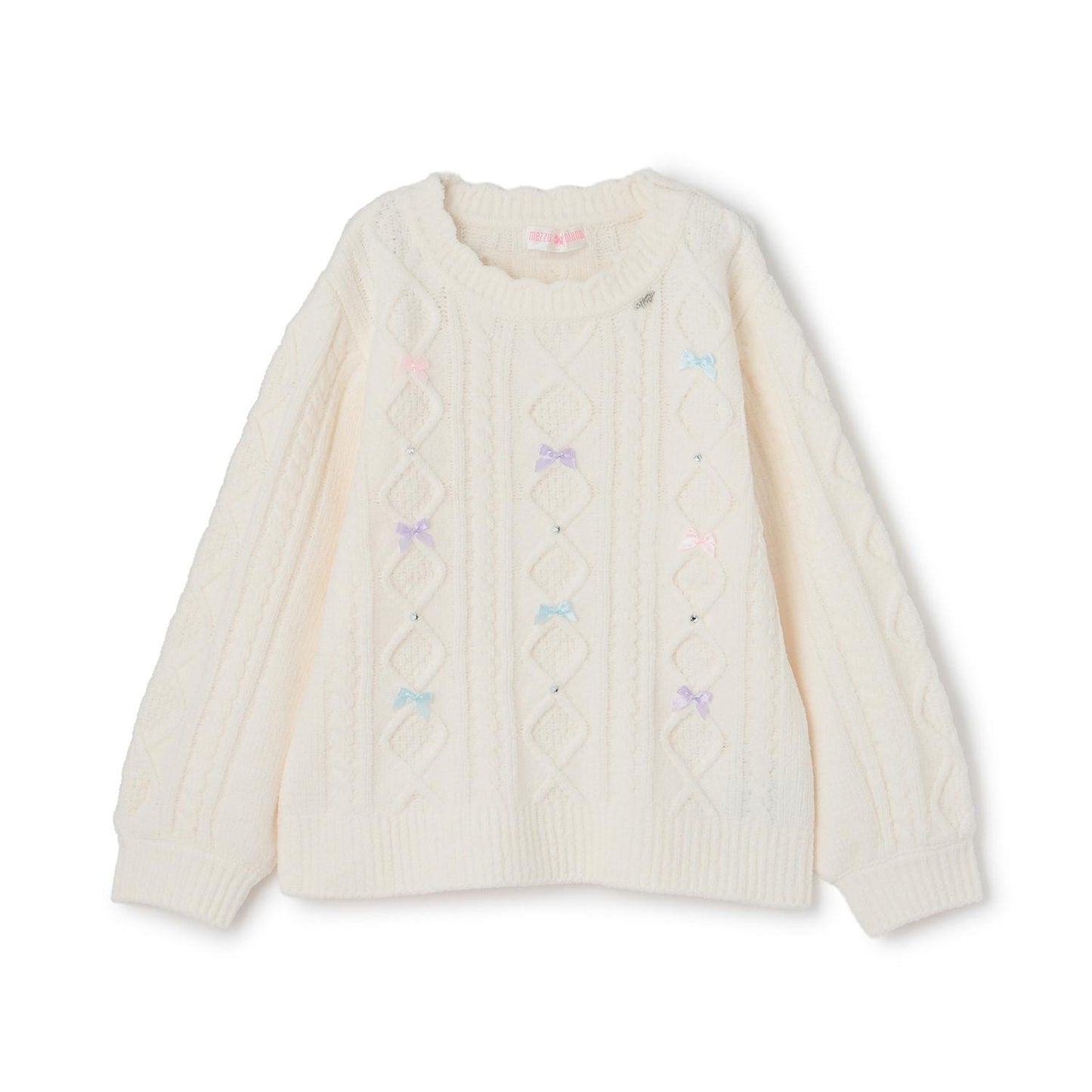 麻花蝴蝶結設計 毛絨針織 套頭衫