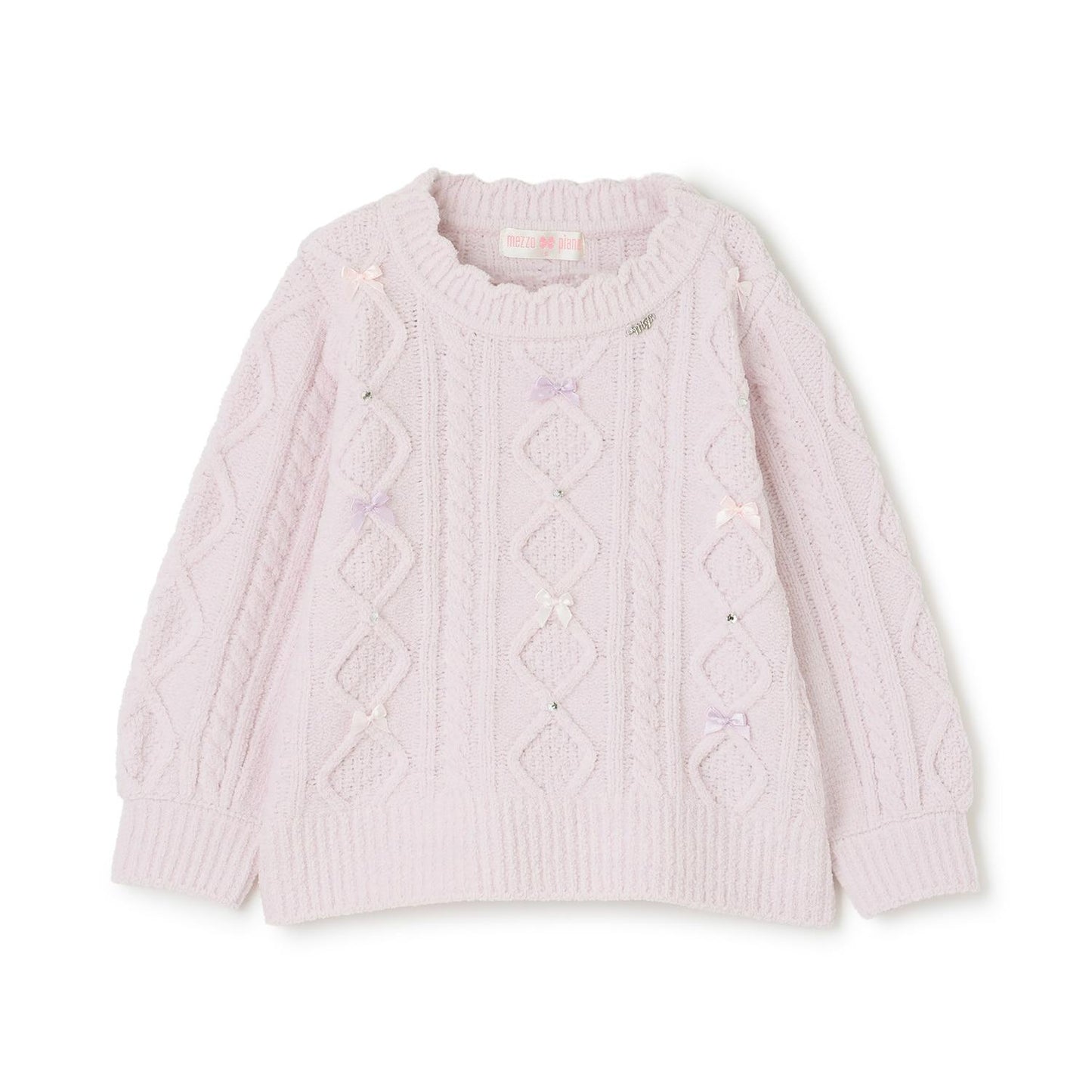 麻花蝴蝶結設計 毛絨針織 套頭衫