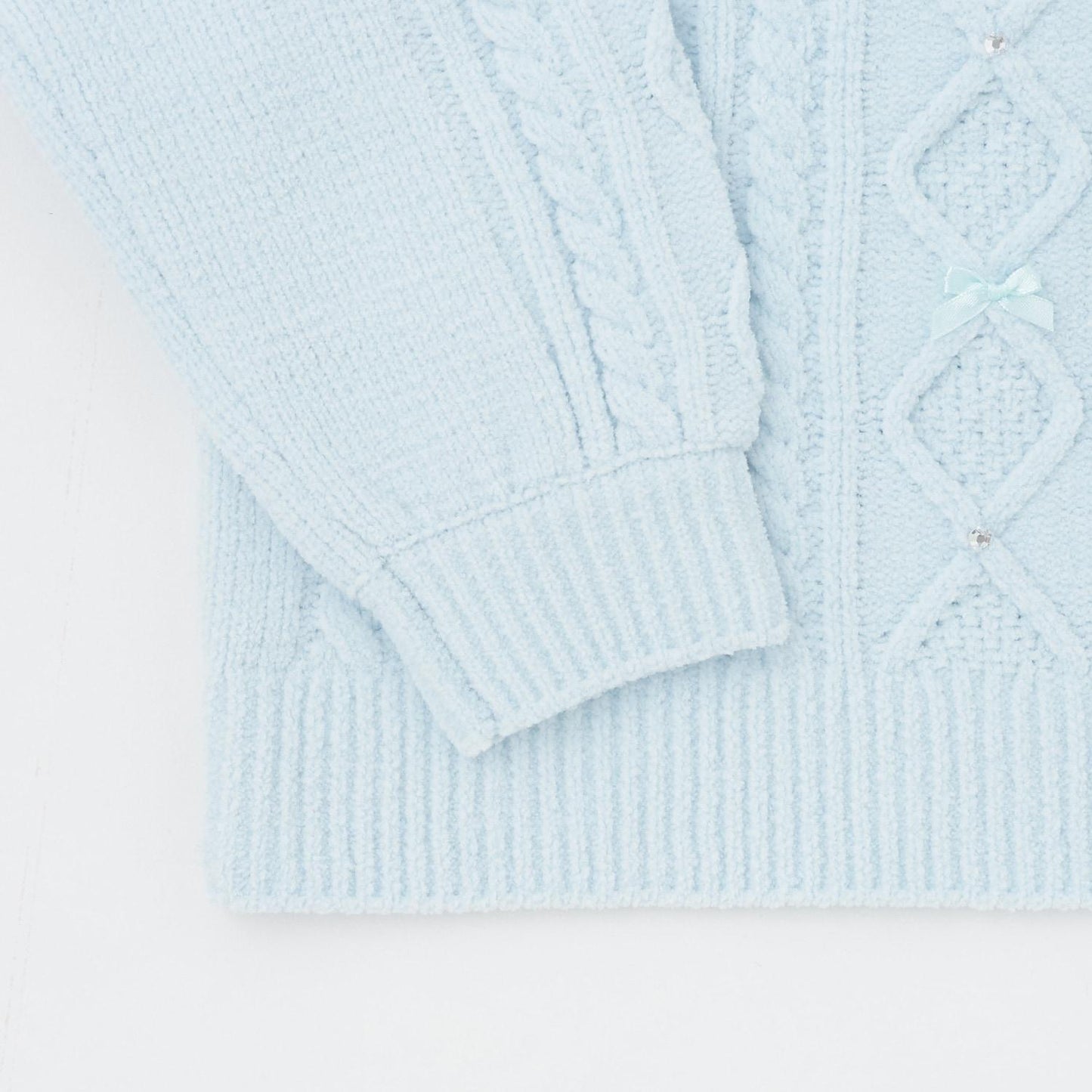 麻花蝴蝶結設計 毛絨針織 套頭衫