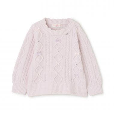 麻花蝴蝶結設計 毛絨針織 套頭衫