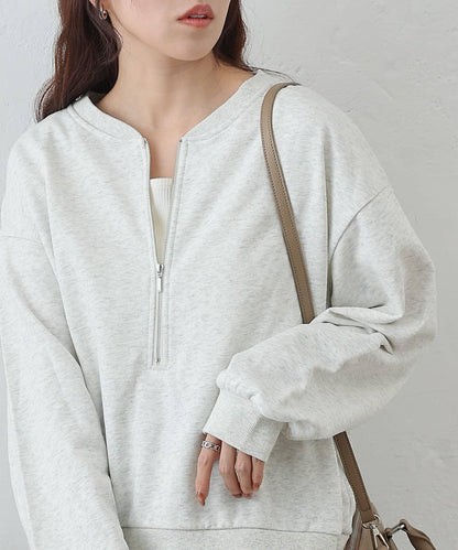 亮絲毛圈半拉鍊套頭衛衣