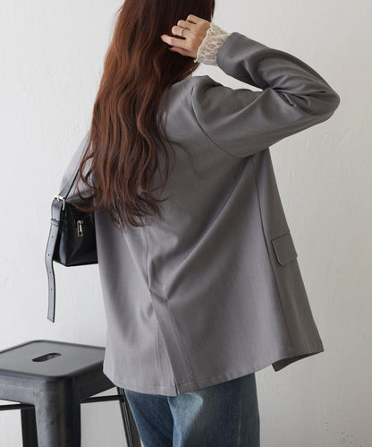 彈力蕾絲立領套頭上衣