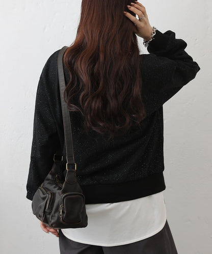亮絲毛圈半拉鍊套頭衛衣