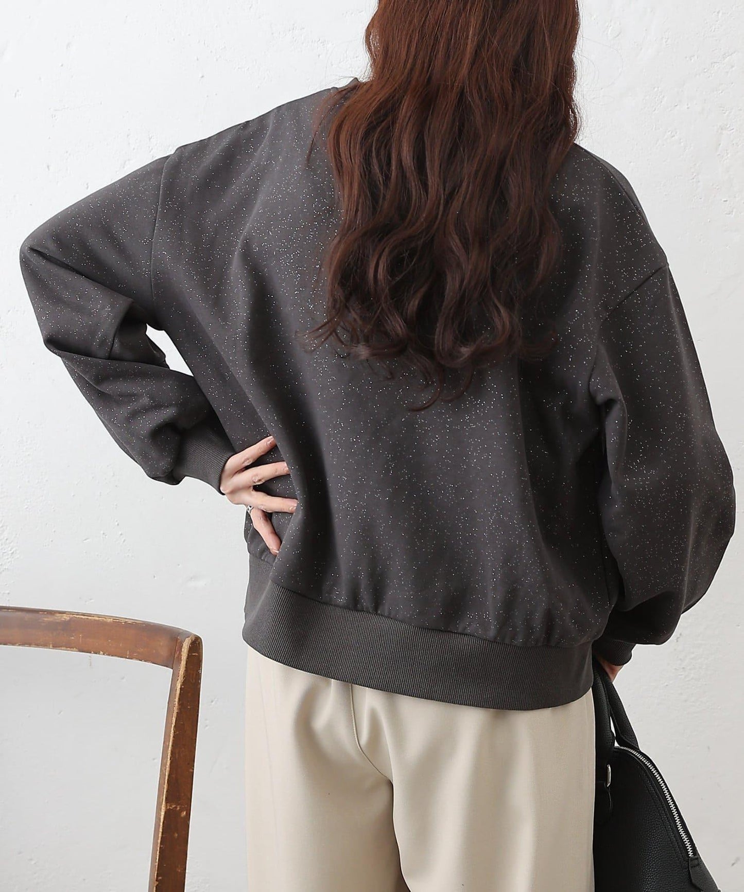 亮絲毛圈半拉鍊套頭衛衣