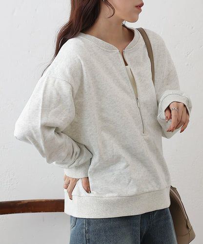 亮絲毛圈半拉鍊套頭衛衣