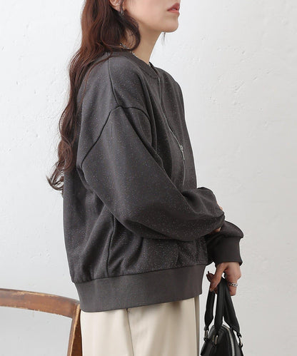 亮絲毛圈半拉鍊套頭衛衣