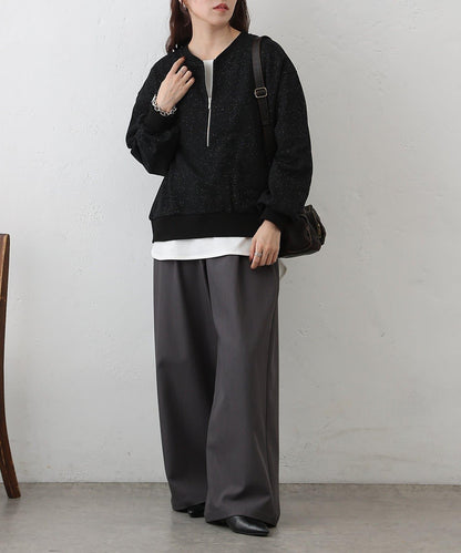 亮絲毛圈半拉鍊套頭衛衣