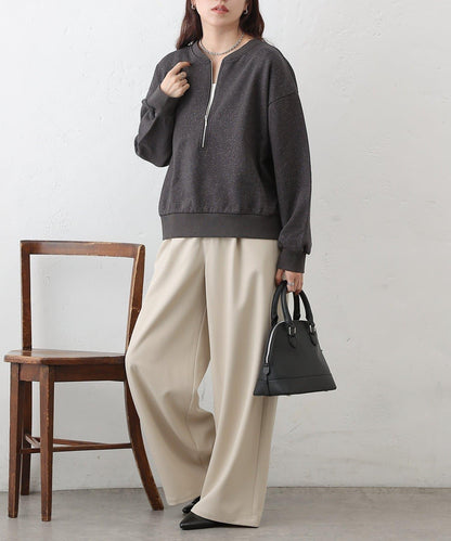 亮絲毛圈半拉鍊套頭衛衣