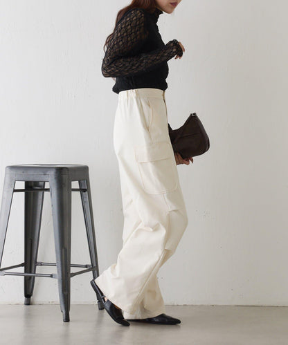 彈力蕾絲立領套頭上衣