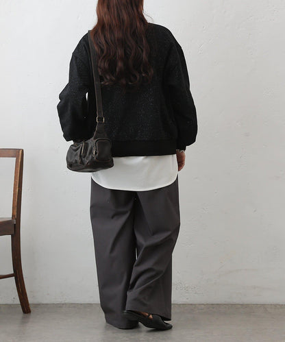 亮絲毛圈半拉鍊套頭衛衣