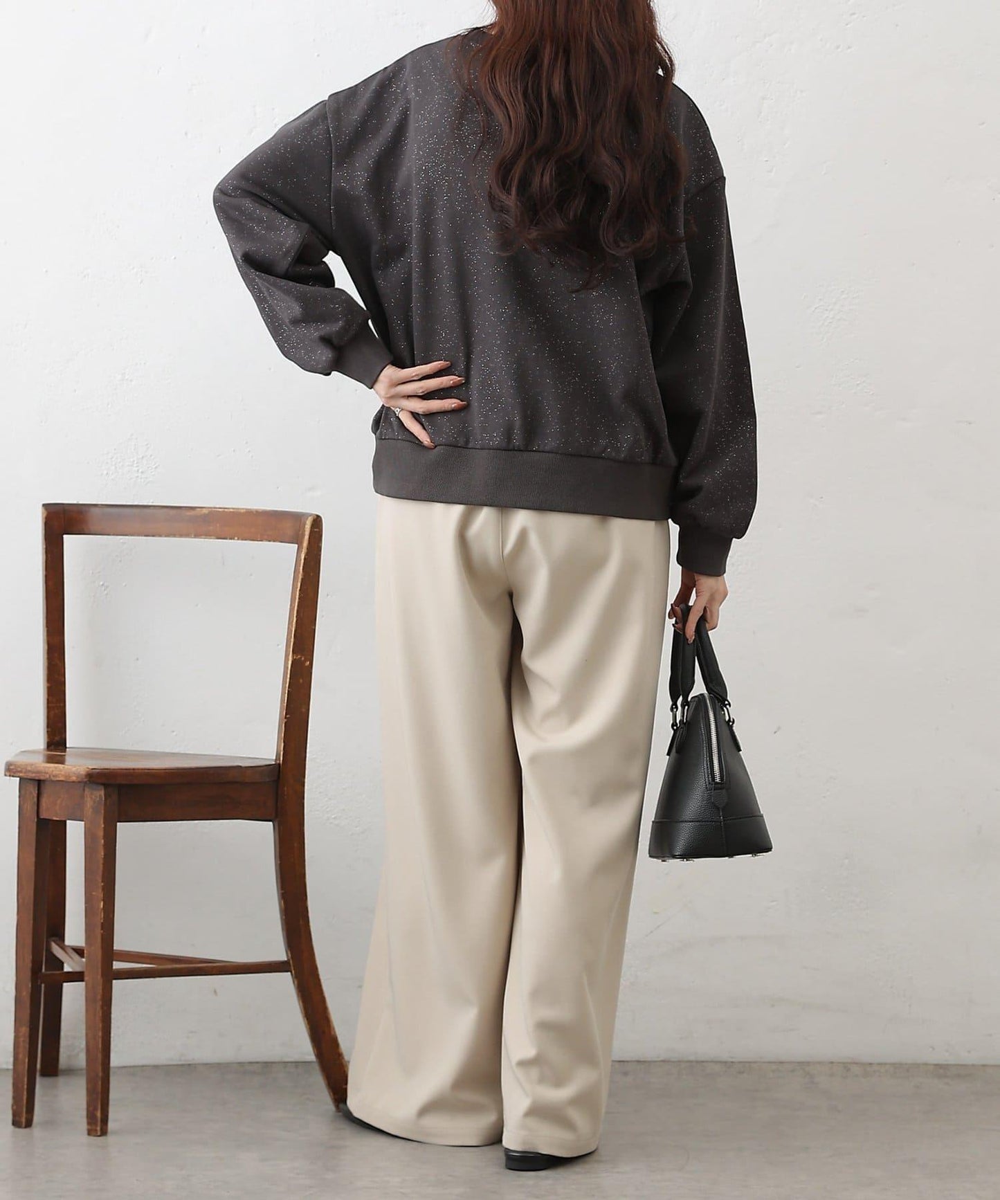 亮絲毛圈半拉鍊套頭衛衣