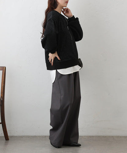 亮絲毛圈半拉鍊套頭衛衣