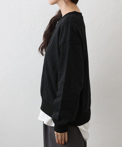 亮絲毛圈半拉鍊套頭衛衣