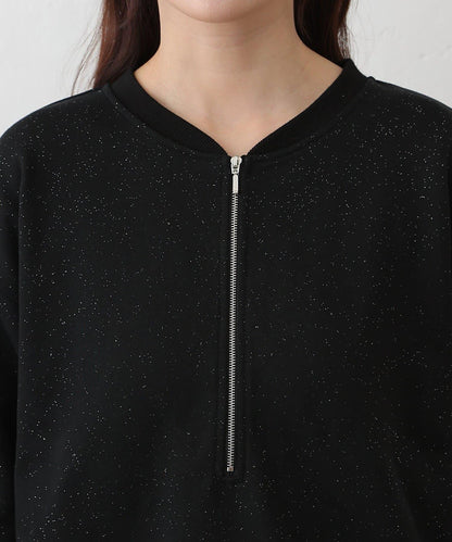 亮絲毛圈半拉鍊套頭衛衣