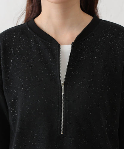 亮絲毛圈半拉鍊套頭衛衣