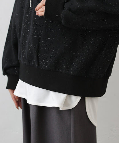 亮絲毛圈半拉鍊套頭衛衣