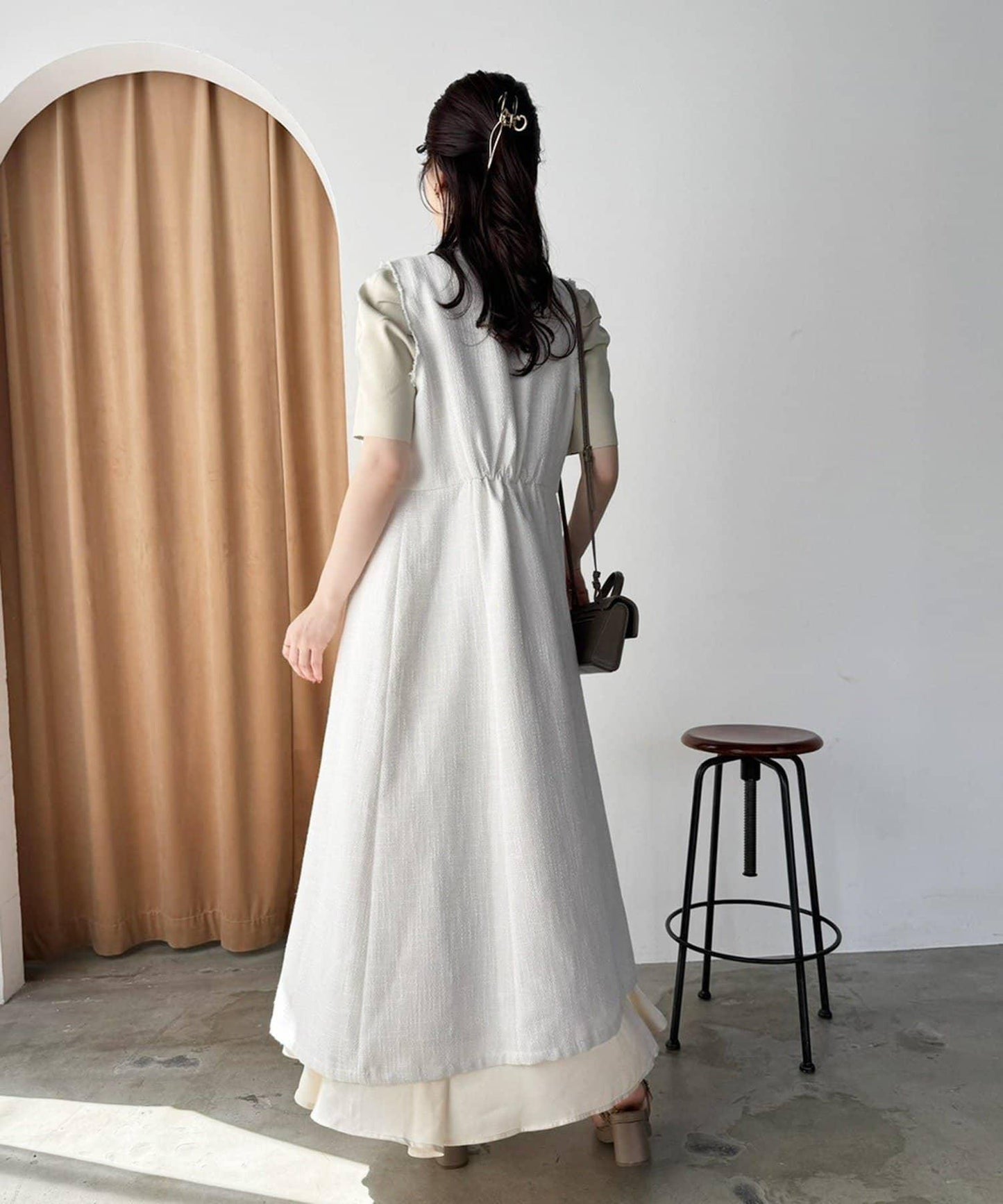 one after another 無袖長款馬甲款連衣裙