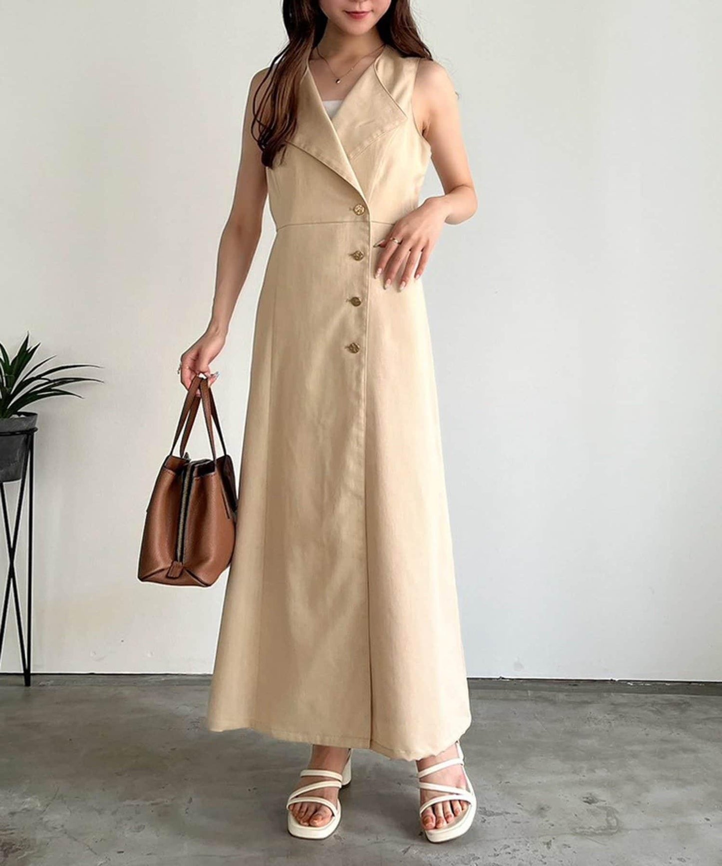 one after another 無袖長款馬甲款連衣裙