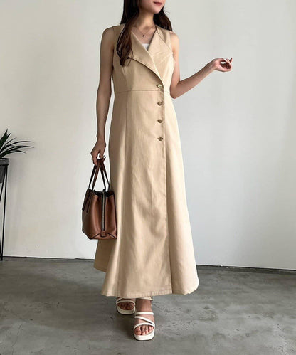 one after another 無袖長款馬甲款連衣裙