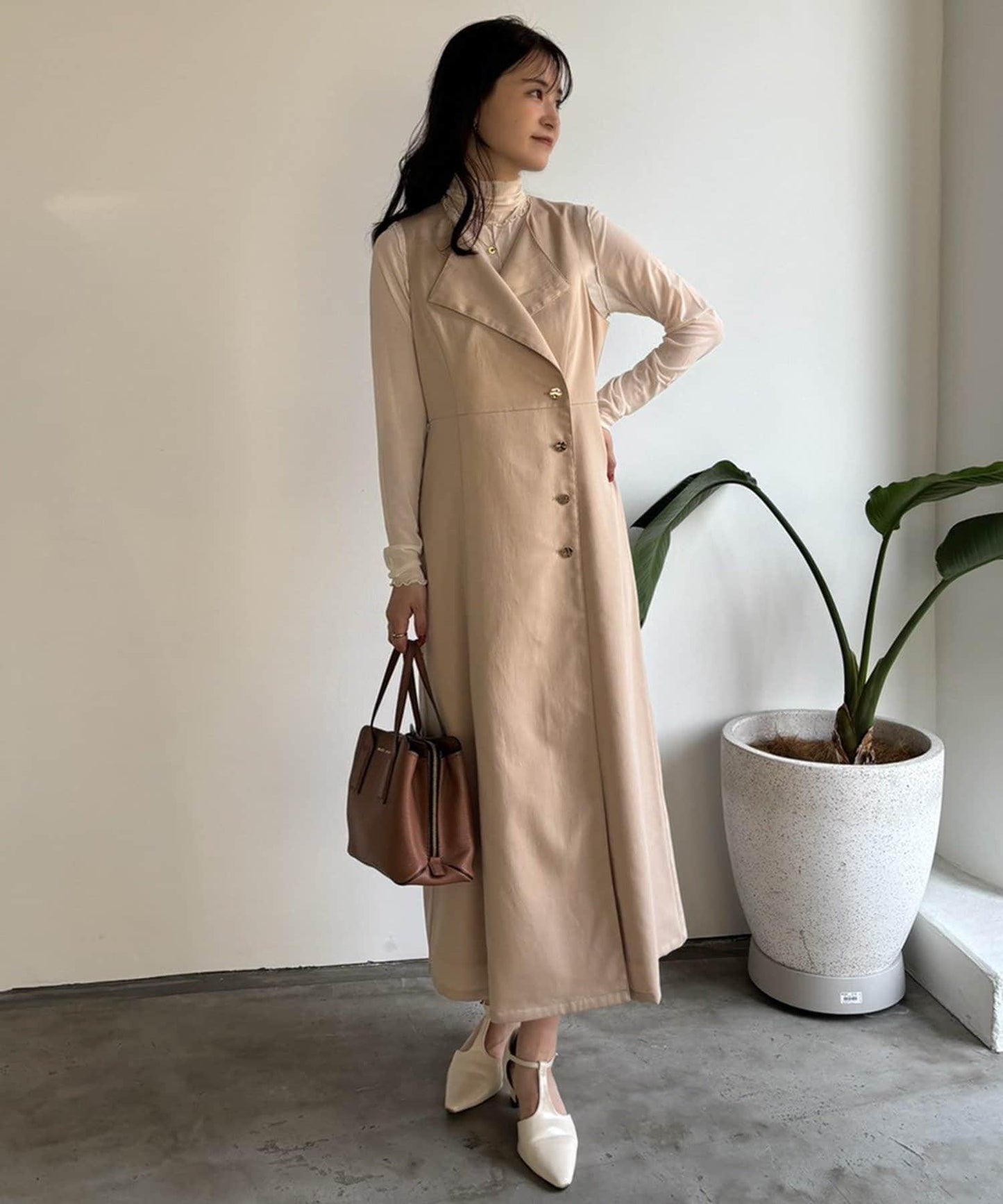 one after another 無袖長款馬甲款連衣裙