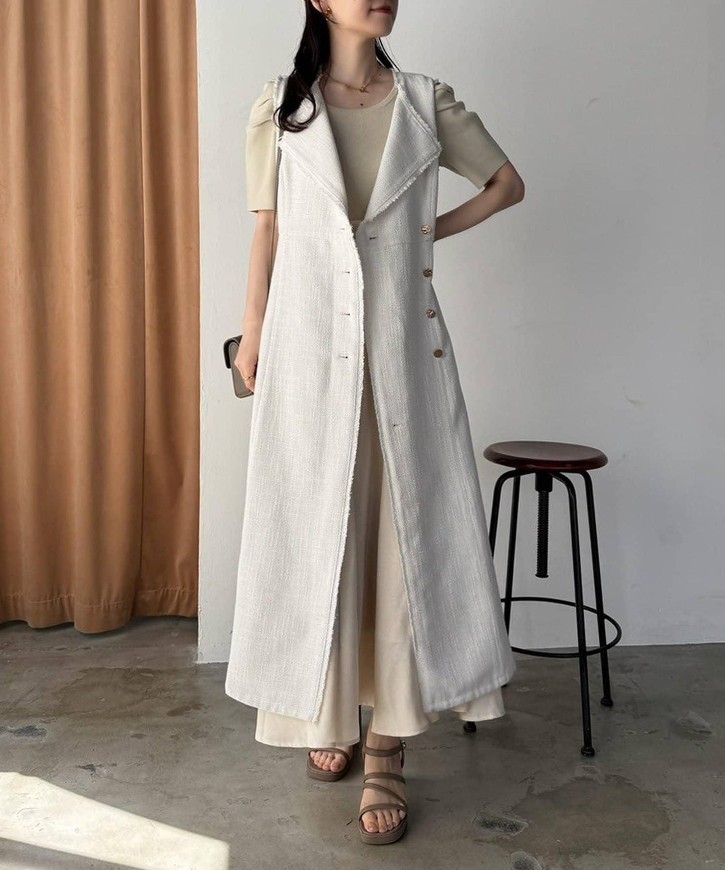 one after another 無袖長款馬甲款連衣裙