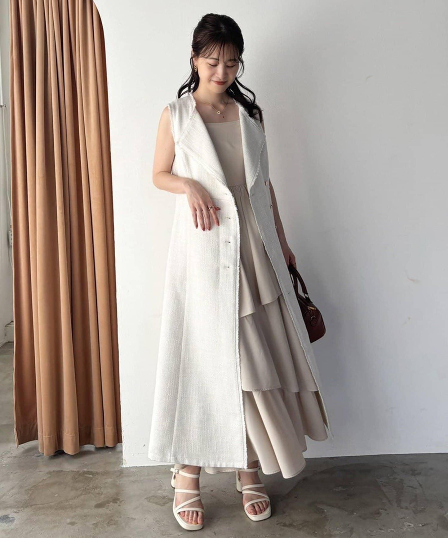 one after another 無袖長款馬甲款連衣裙