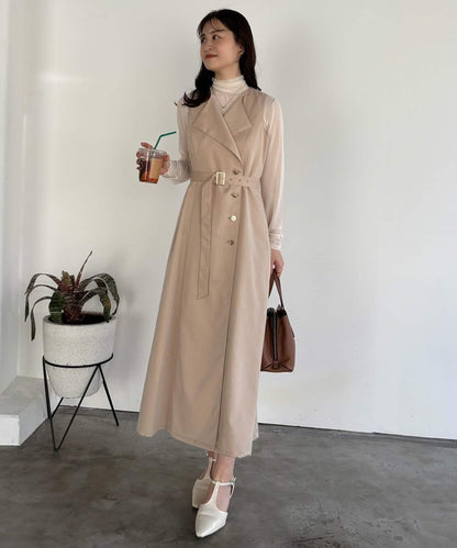 one after another 無袖長款馬甲款連衣裙