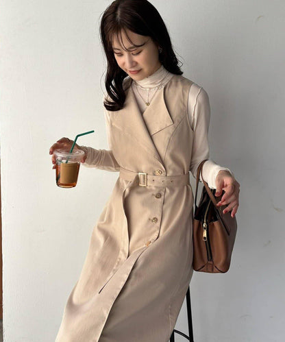 one after another 無袖長款馬甲款連衣裙