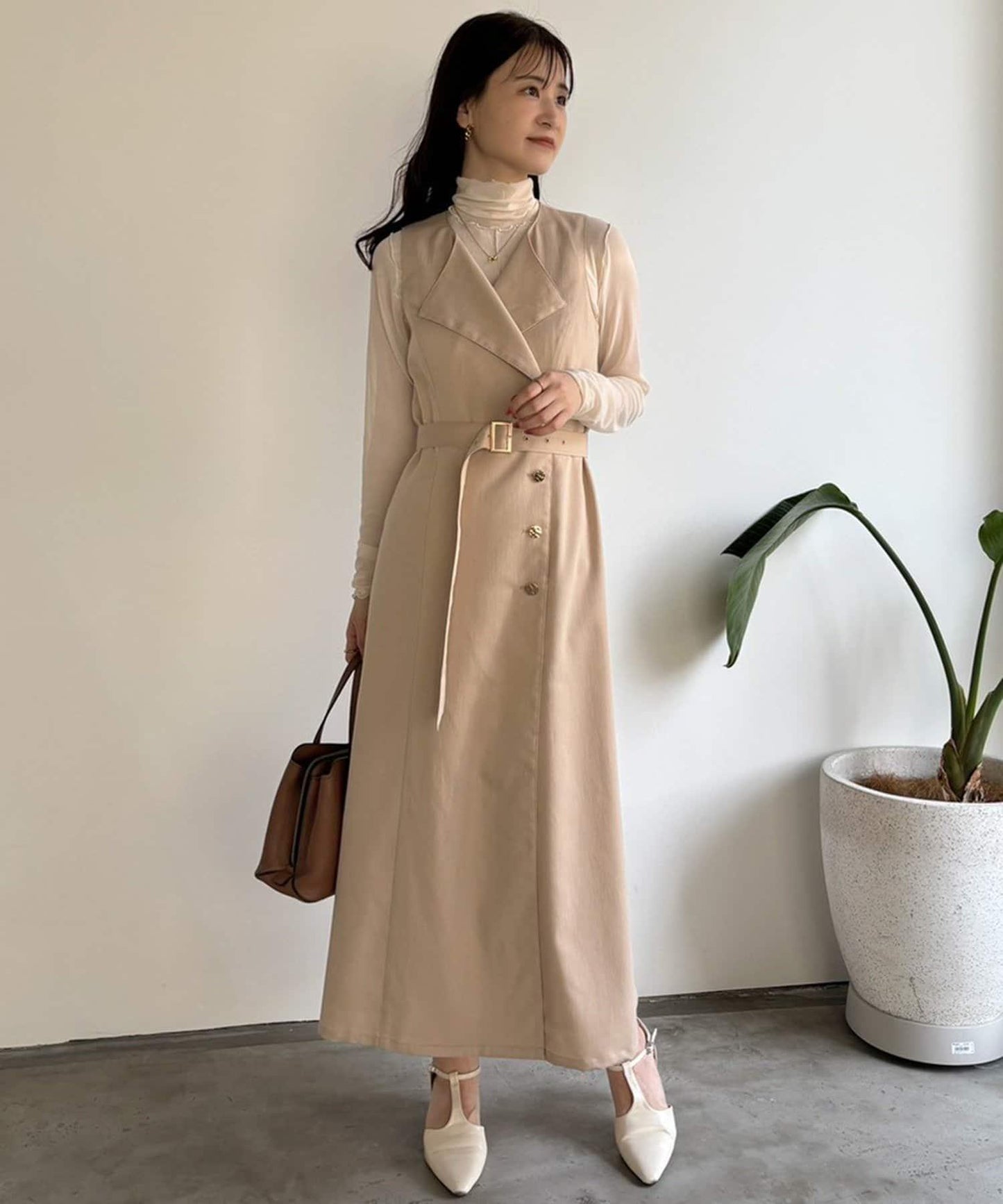 one after another 無袖長款馬甲款連衣裙