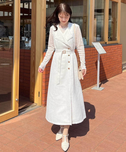 one after another 無袖長款馬甲款連衣裙