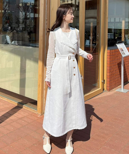 one after another 無袖長款馬甲款連衣裙