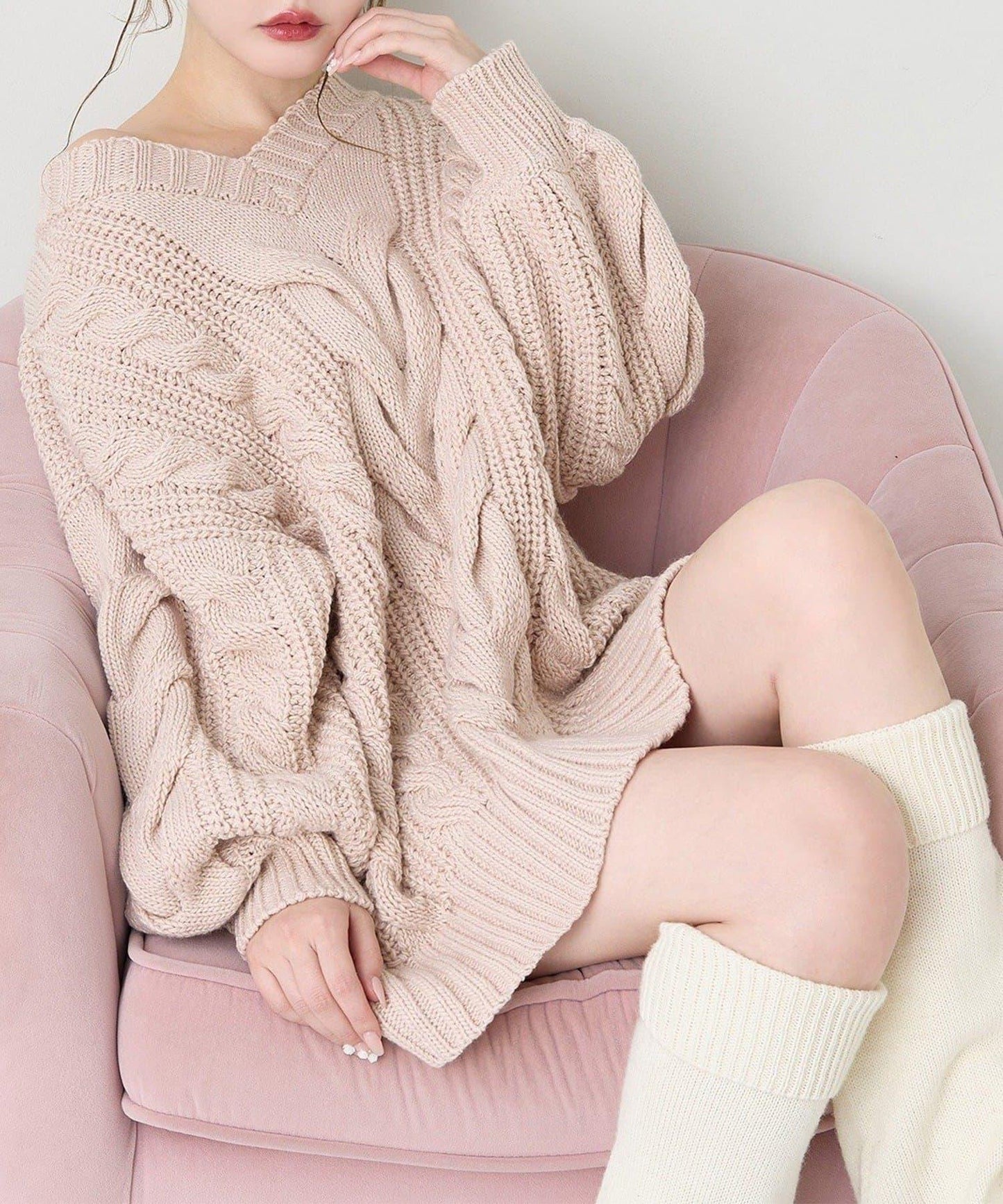 one after another 麻花針織長款上衣