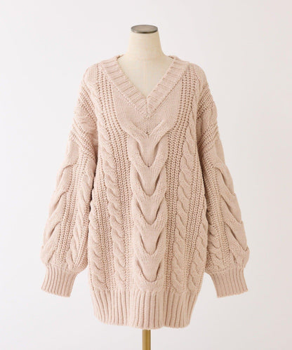 one after another 麻花針織長款上衣