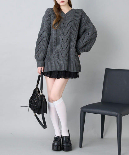 one after another 麻花針織長款上衣